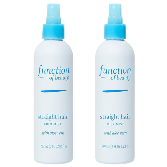 FUNCTION OF BEAUTY Customizable Leave-In Milk Mist for Straight Hair, 7 oz Each (2-Pack) - Leave In Conditioner With Aloe Vera, Sulfate-Free, Infuses Hydration for Weightless Shine