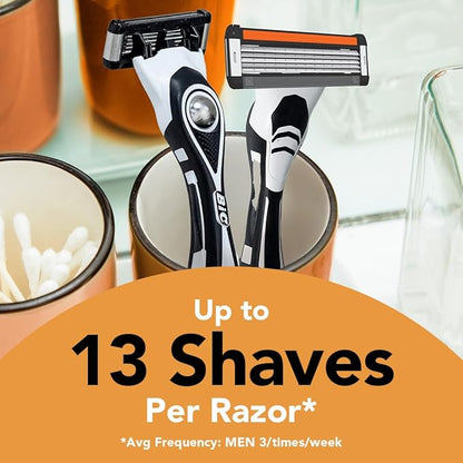 BIC Flex 5 Refillable Refill Razor Cartridges for Men, Long-Blade Razors for a Smooth and Comfortable Shave, 8 Refill Cartridges