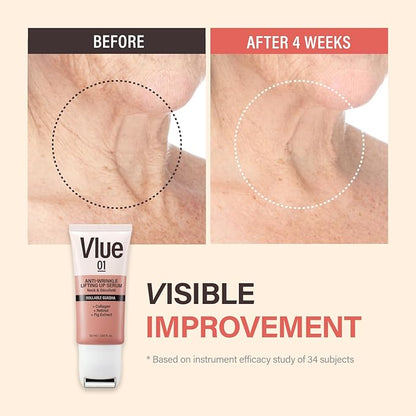 VLUE Retinol Guasha Neck Firming Cream - Anti-Aging Collagen & Fig Extract Moisturizer for Wrinkles & Sagging Skin, Hydrating & Lifting Neck & Décolleté Serum, Korean Skincare, 1.69 fl. oz.