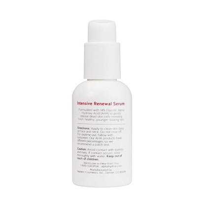 Alpha Skin Care Renewal Serum, 14% Glycolic AHA, Anti-Aging Formula, Reduces Lines & Wrinkles, Alpha Hydroxy Acid Exfoliates & Evens Skin Tones, Rejuvenates & Hydrates, 2 Oz