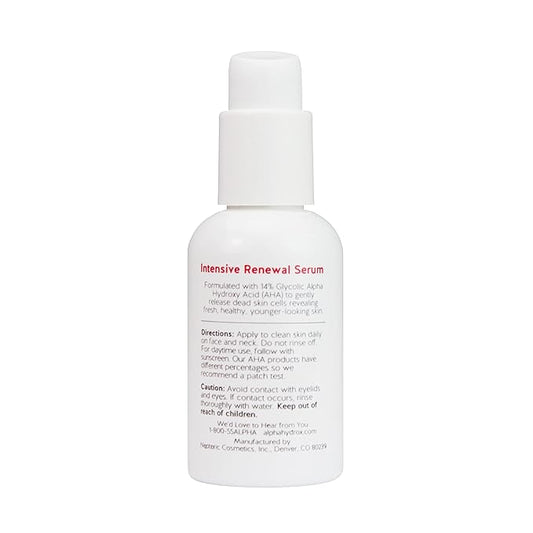 Alpha Skin Care Renewal Serum, 14% Glycolic AHA, Anti-Aging Formula, Reduces Lines & Wrinkles, Alpha Hydroxy Acid Exfoliates & Evens Skin Tones, Rejuvenates & Hydrates, 2 Oz