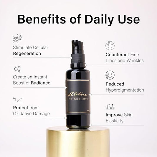 Alitura Anti-Aging Peptide & Collagen Gold Serum for Face – with Vitamin A, CoQ10 & Astaxanthin – Korean-Inspired Hydrating Serum for Wrinkles, Radiance & Firmness – 100ml