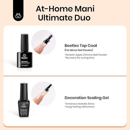 Beetles 20 Colors Metallic Chrome Nail Powder, Metallic nail polish Chrome Powder Mirror Effect Holographic Aurora Nail Art 0.5g/Jar, with Top Coat & Decoration Sealing Gel Black White Gel Polish