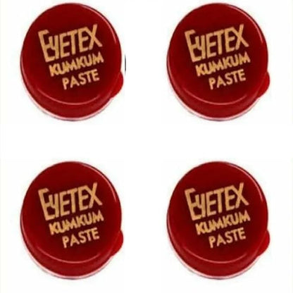 Eyetex Kumkum Paste Waterproof Long lasting, Smudge Proof 4Jars Red)