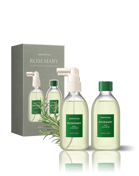 AROMATICA Rosemary Scalp Strengthening Enhancer Duo Set - Scalp Serum For Hair Growth & Itchy Scalp Treatment with Rosemary Oil | Dandruff Treatment And Oily Scalp Moisturizer, Mothers day gifts