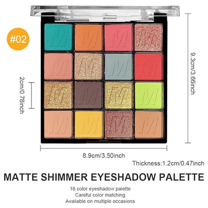 16 Colors Champagne Gold Glitter Matte Shimmer Eyeshadow