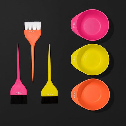 Color Studio Professional Hair Dye Coloring Kit for Hair Stylist in Neon Glow, 10-piece set - Includes Foils, Bowls, Brushes and Clips