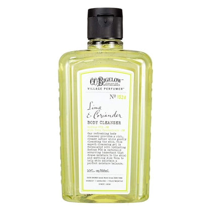 C.O. Bigelow Lime Coriander Body Cleanser, Village Perfumer Moisturizing Body Wash for Men & Women with Aloe Vera, Sodium PCA, and Glycerin, 10 fl oz
