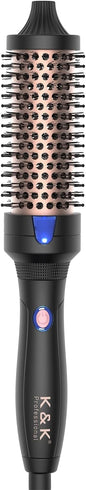 K&K Heated Curling Brush - 1.5 Inch Ceramic Tourmaline Ionic Volumizing Hot Brush for Root Volume & Loose Curls (Black)