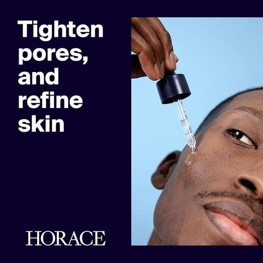 HORACE Salicylic Acid + Niacinamide Face Serum for Men – Anti-Blemish Treatment for Pore Tightening, Smoother Skin, and Redness Reduction – Vegan Skin Care for All Skin Types – Unscented, 30ml