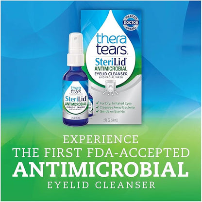 TheraTears SteriLid Antimicrobial Eyelid Cleanser and Face Wash, for irritated eyes, 2 fl oz Spray