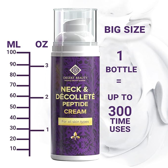 Neck Firming Cream, Anti Aging Moisturizer for Neck & Décolleté (3.38 oz / 100ml Large Bottle) | Advanced Stem Cell + Collagen Formula For Tightening & Lifting Sagging Skin