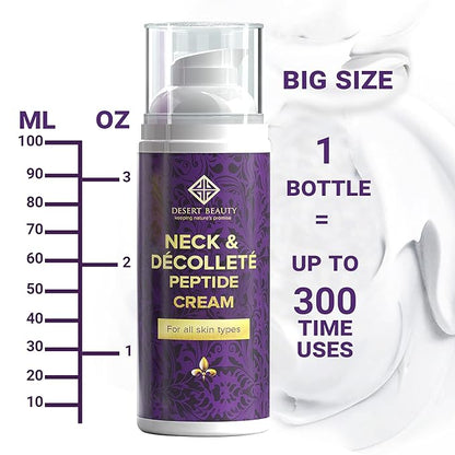 Neck Firming Cream, Anti Aging Moisturizer for Neck & Décolleté (3.38 oz / 100ml Large Bottle) | Advanced Stem Cell + Collagen Formula For Tightening & Lifting Sagging Skin