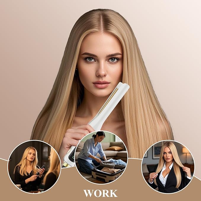Small Flat Iron, 1/2 Inch Flat Iron for Short Hair Straightener and Curler 2 in 1, Ceramic Ionic Floating Plates for Less Frizz, 10s Quick Heat Up, Straightener for All Hair Types(White)