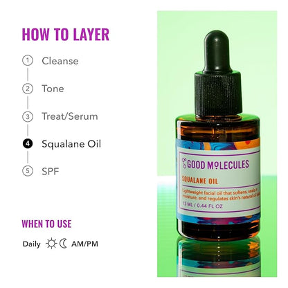 Good Molecules Squalane Oil - Moisturizer for Face, Skin, and Hair, Plumping, Firming, Anti-Aging - Skincare for Face to Hydrate and Calm the Skin