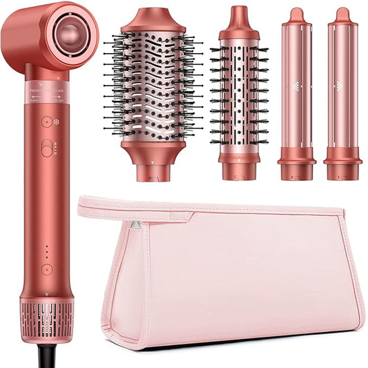 5 in 1 Hair Styler Hair Dryer Brush - High-Speed Hot Air Styler Wrap, Fast Drying No Heat Damage Ionic Blow Dryer Brush for Volumize, Curl, Straighten, Frizz-Free Multi Stylers with Travel Bag