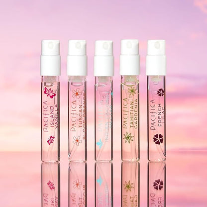 Pacifica Beauty, Wanderlust Spray Perfume Trial Set, Island Vanilla, 5 Scents, Fragrance Sampler Gift Set, Natural & Essential Oils, Clean, Vegan & Cruelty Free