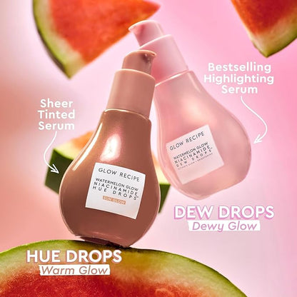 Glow Recipe Watermelon Niacinamide Dew Drops - Brightening, Plumping Hydrating Face Serum, Makeup Primer + Liquid Highlighter with Hyaluronic Acid - Dewy & Glowing Korean Skin Care (80ml)