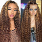CHEETAHBEAUTY #4/27 Ombre Highlight Deep Wave 13X6 HD Transparent Lace Front Wigs Brazilian Deep Curly Human Hair Wigs for Black Women Pre Plucked with Baby Hair 250% Density(22inch)