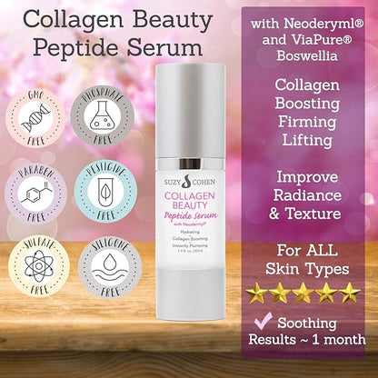 Suzy Cohen, Collagen Beauty Peptide Serum, Collagen Boosting, Instant Plumping Skin Elasticity, Firmness 30 ml