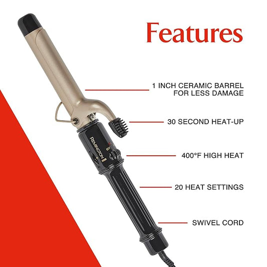 Remington Style Therapy 1” Curling Iron, Lasting Curls.