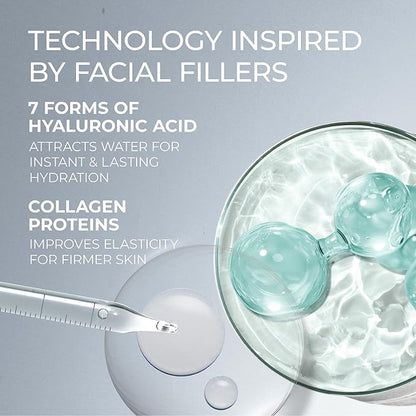RoC Hydration+ Hyaluronic Acid Serum for Face, Hydrating, Plumping, Fragrance Free, Lightweight Formula with Collagen Proteins (1 Ounce) with Retinol Eye Cream Packette