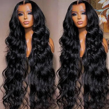 13x6 Full Frontal HD Lace Wig 0.11mm Ultra-thin Invisible HD Lace Front Wigs Human Hair Pre Plucked Bleached Knots 180% Density Body Wave Wigs For Women 26 Inch