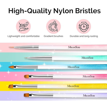 MelodySusie Nail Art Brushes Set,6pcs
