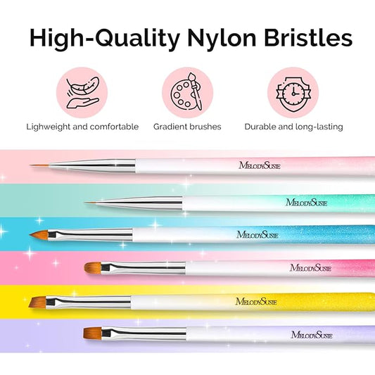 MelodySusie Nail Art Brushes Set,6pcs