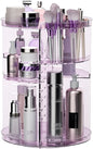 Rotating Makeup Organizer for Vanity, DIY Adjustable Tray Spinning Skincare Organizers Countertop, Cosmetic Display Case with Perfume Tray Brush Holder, Bathroom Desk Corner Storage Carousel Rack