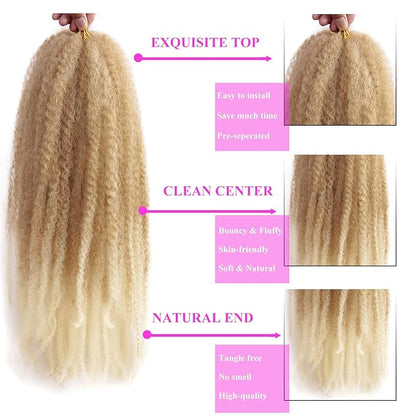 Marley Twist Braiding Hair 18 Inch 8 Packs – Long-Lasting Marley Hair, Fluffy&Tangle-Free Cuban Twist Hair for Braiding, Natural Look Synthetic Spring Afro Kinky Twist Hair Extensions (27/613)