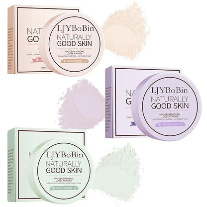 3PCS Loose Setting Powder Set,Lightweight Long Lasting Oil Skin Types
