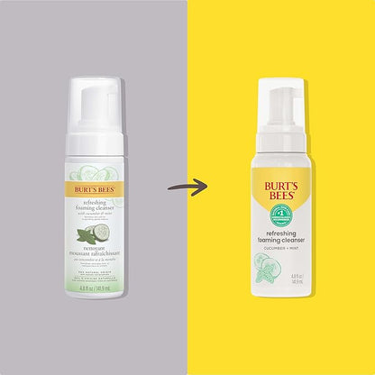 Burt's Bees Refreshing Foaming Face Cleanser and Natural Face Wash with Cucumber and Mint, 4.8 Fluid