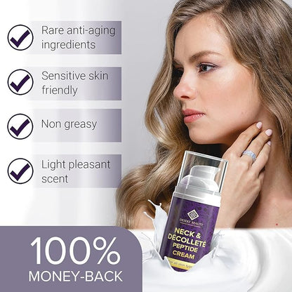 Neck Firming Cream, Anti Aging Moisturizer for Neck & Décolleté (3.38 oz / 100ml Large Bottle) | Advanced Stem Cell + Collagen Formula For Tightening & Lifting Sagging Skin