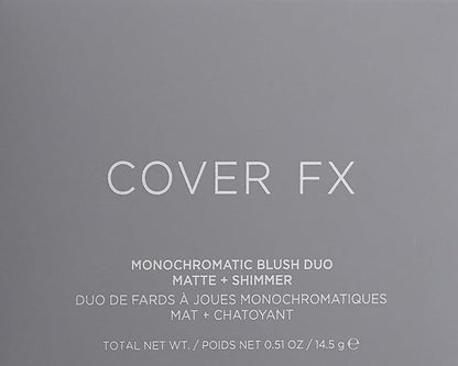 COVER FX Monochromatic Powder Blush Duo - Spiced Cinnamon: Terracotta Flush - Matte + Shimmer Finish - Create Custom, High Impact Color