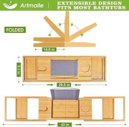 Artmalle bathtub caddy tray for