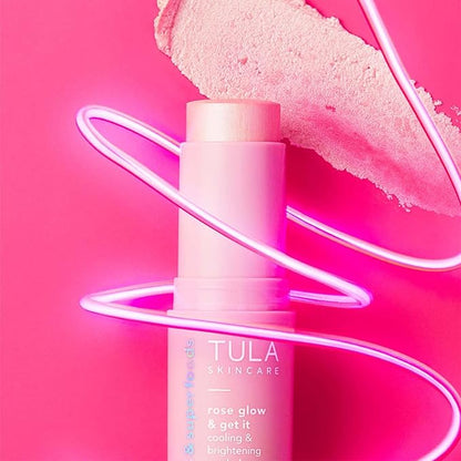 TULA Skin Care Eye Balm Rose Glow - Dark Circle Treatment, Instantly Hydrate and Brighten Undereye Area, Portable and Perfect to Use On-the-go, 0.35 oz.