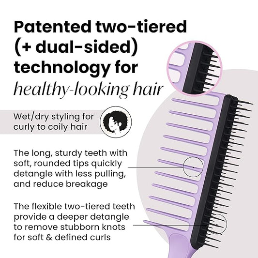 Tangle Teezer The Wide Tooth Comb for Curly Hair, Double-Sided Detangling Comb for All Hair Types, Wet and Dry Detangling, Lilac