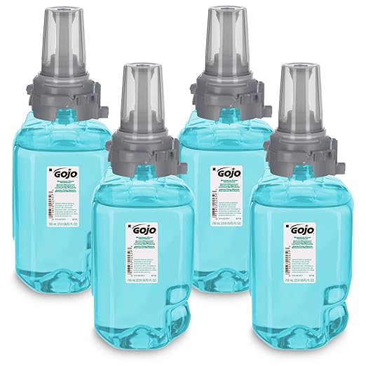 GOJO Botanical Foam Handwash, Botanical Fragrance, 700 mL Hand Soap Refill ADX-7 Push-Style Dispenser (Pack of 4) - 8716-04