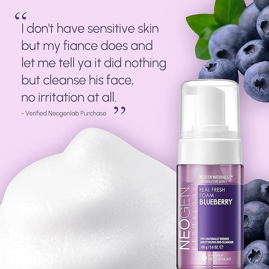 DERMALOGY by NEOGENLAB Real Fresh Foam Cleanser, Blueberry, 5.6 Fl Oz