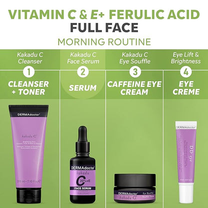 DERMAdoctor 20% Vitamin C Face Serum with Vitamin E & Ferulic Acid | Kakadu C Dermatologist-Formulated Anti-Aging, Hydrating & Discoloration Correcting Serum | Dark Spot Corrector - 1.0 fl oz