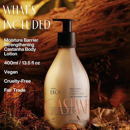 natura - Ekos Castanha (Brazil Nut) Renourishing Body Lotion - Anti-Dryness - Deep Skin Hydration Moisturizer - Vegan Skin Care - Brazilian Beauty Secrets - Self Care & Body Care - 13.5 fl oz (400ml)