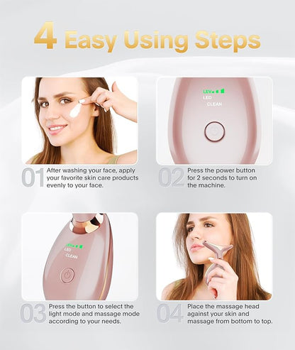 Light Based Face-Neck-Massager - 7 Color Portable Facial Massager for Skin Care, Rose Gold