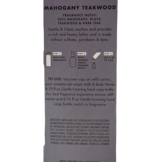 Bath & Body Works Mahogany Teakwood Refill Gentle & Clean Foaming Hand Soap, 32 fl. oz. (Mahogany Teakwood)