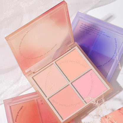 Powder Blush,Metallic Makeup Powder Blush Long Lasting Smooth Blush Palette