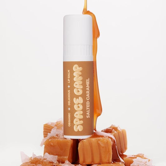 Space Camp Wellness Jumbo Lip Balm - Salted Caramel Organic Flavored Balm (2 Pack)