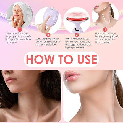 Facial Massager Red-Light-Therapy-for-Face and Neck, Face 𝖲 culpting Wand with 7 Color, Face Tool for Skin Care (Purple)