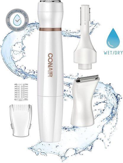 Conair All-In-1 Facial Hair Removal for Women, Cordless Electric Trimmer, Perfect for Face, Ear/Nose, Eyebrows, and Bikini Lines