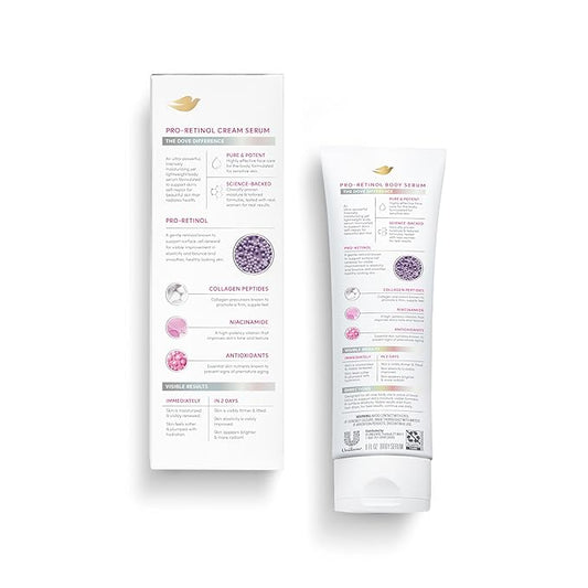 Dove Body Cream Serum Pro-Retinol + Firming for Elasticity and Firmness,with Collagen Peptides, Niacinamide and Antioxidants Lotion, 8 oz