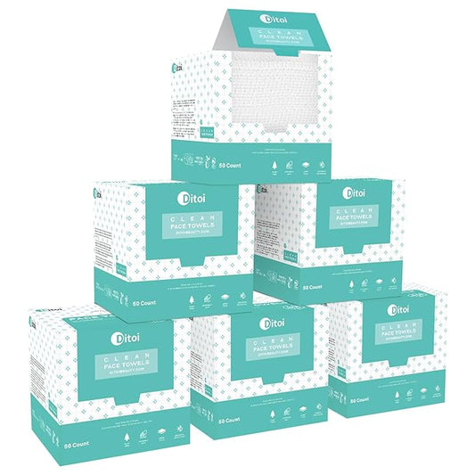 Face Towels, 10"×12" Disposable Face Towel, Face Towelettes XL, Ultra Soft Makeup Remover Dry Wipes, Thick Face Towel for Cleansing,300 Count (6 Pack)